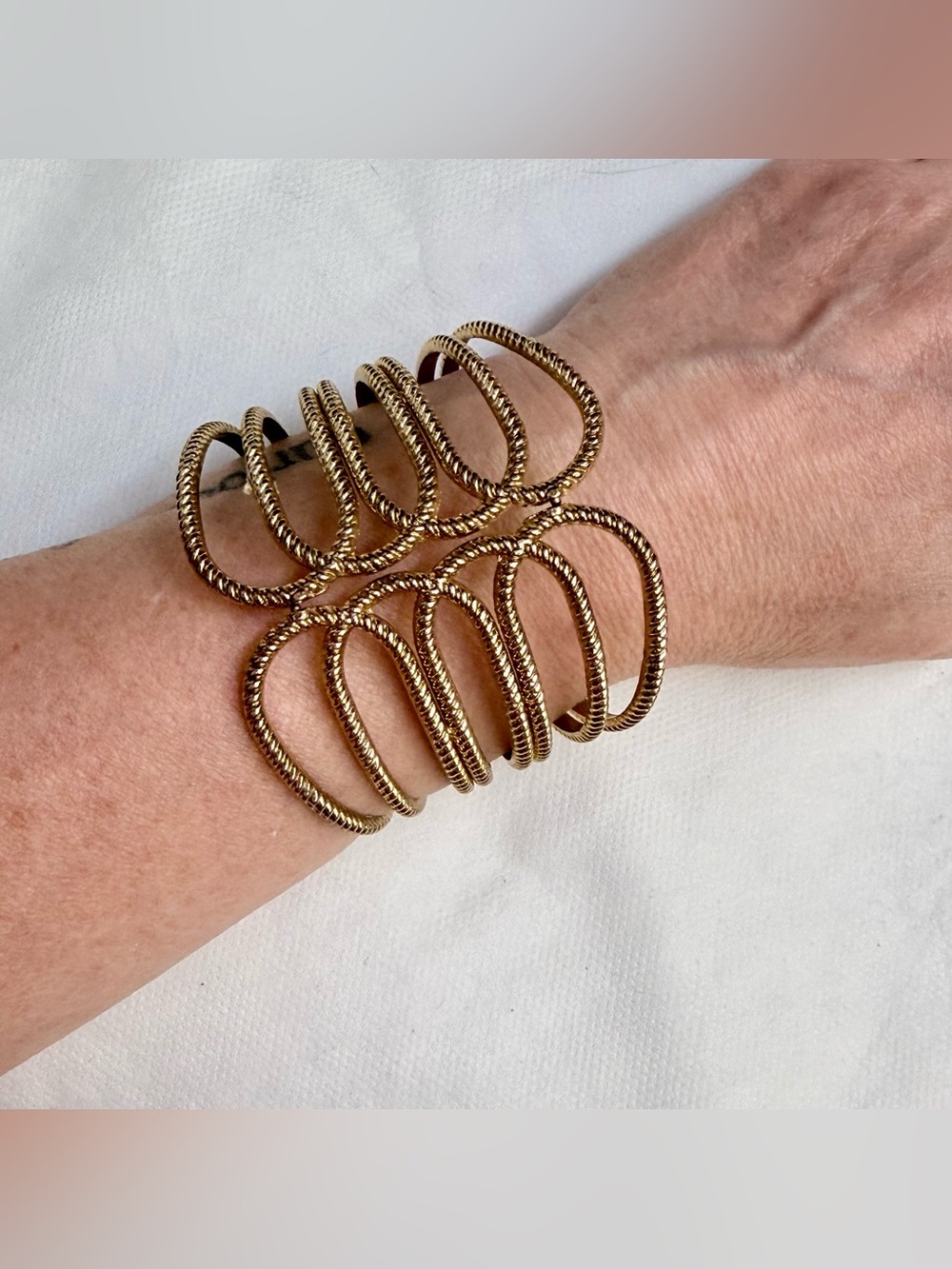 Vintage-Inspired Gold-Tone Hinged Cuff Bracelet